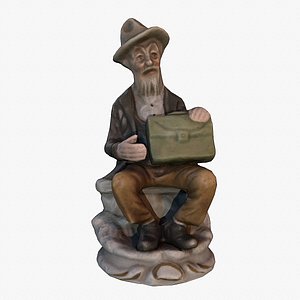 Old man statue low-poly 3D model