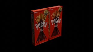 3D Lowpoly Original Pocky Box 2 Variants model