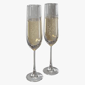 GLASSWARE---Square Champagne Flute 3D Model Collection