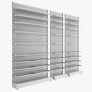 Store Slatwall Metal Wall Shelf Unit 3D model