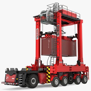 Kalmar AGV Fastcharge Straddle Carrier with 20ft ISO Container Rigged