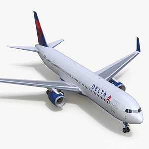 Delta Airlines Boeing 767 Commercial Jet Rigged for Maya 3D model