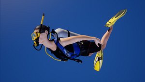Female Diver with Bun Hair