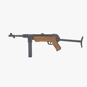 german mp 40 submachine gun 3d model