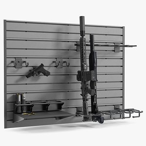 3D Gun Rack Gray with Weapons