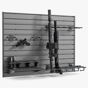 Gun Rack Gray with Weapons