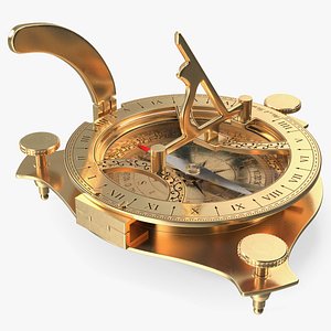Old Brass Compass with Sundial 3D model
