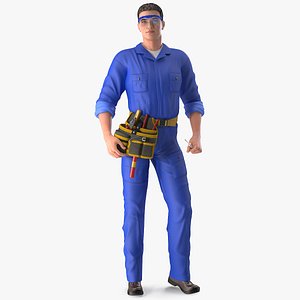 3D electrician standing pose electric model
