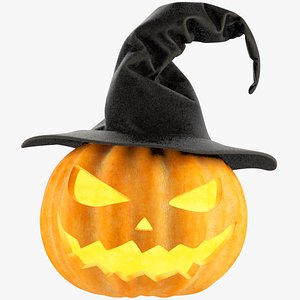 3D Halloween Pumpkin with Hat V1