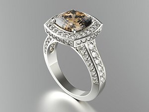 Wedding Engagement Ring with Gemstone Set 0091 STL 3dm FBX