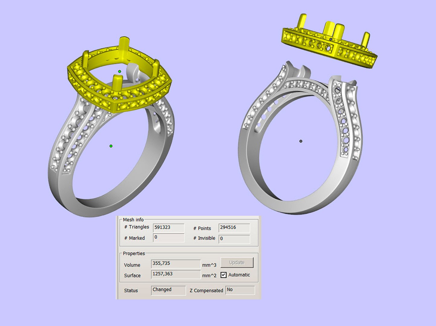 Wedding Engagement Ring With Gemstone Set 0091 STL 3dm FBX 3D Model ...