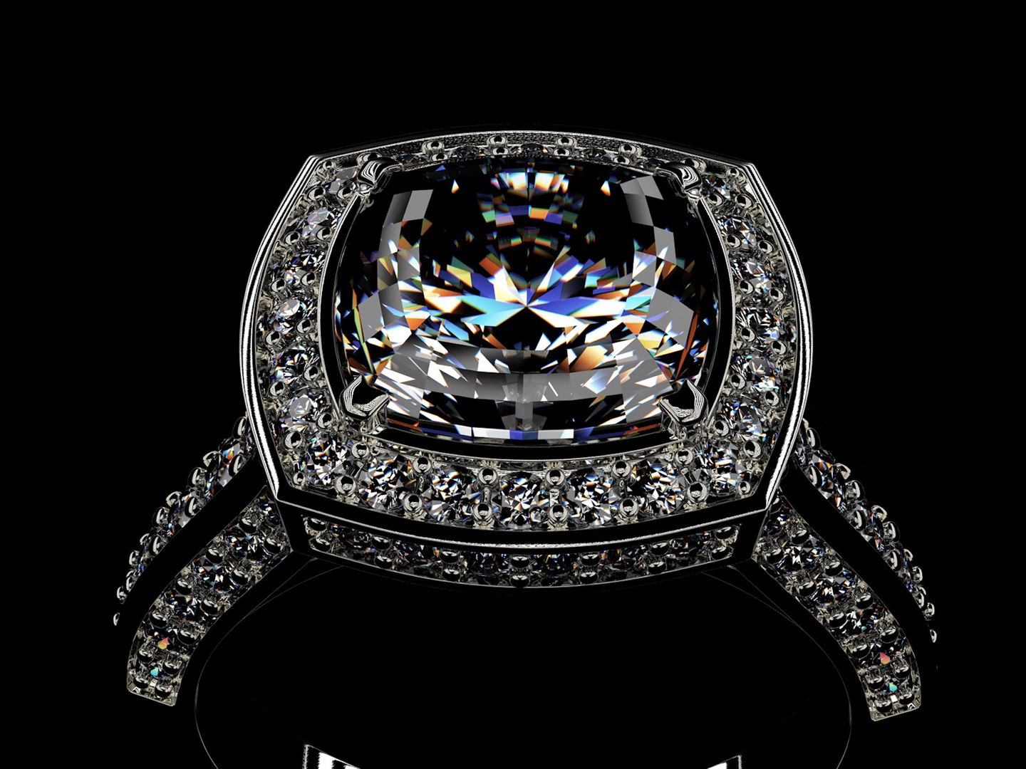 Wedding Engagement Ring With Gemstone Set 0091 STL 3dm FBX 3D Model ...