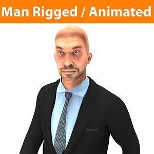 3D man rigged character animation model
