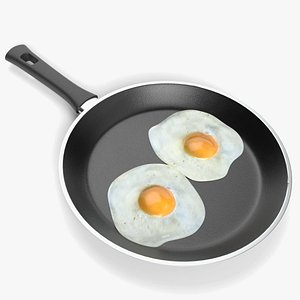 Fried Eggs in Pan 3D model