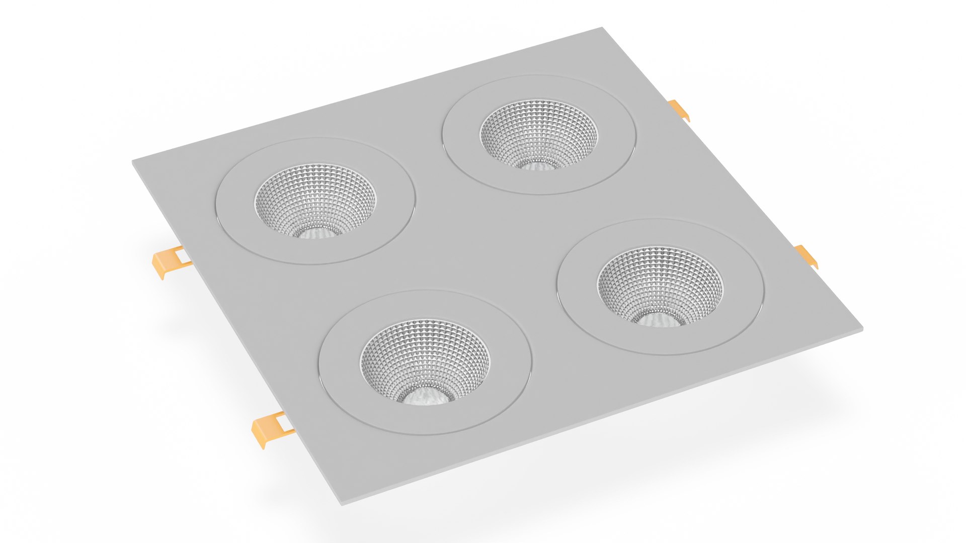 Recessed Modular Square 4 Light Luminaire Gray 3D model preview