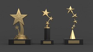 3D Gold Trophy Cups