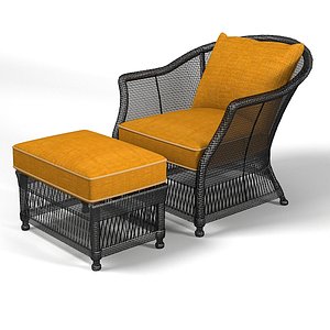 3d model of wicker sofa chair