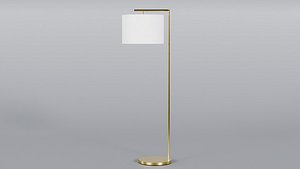Low Poly Golden White Floor Lamp 3D Model StemCell UV 4K PBR Textures