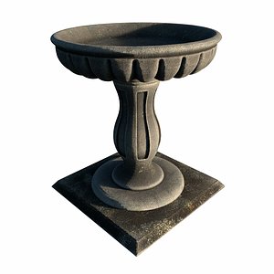 fluted bird bath 2k 3d 3ds