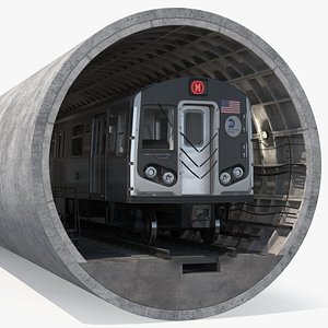 Circular Subway Passage with Train Inside