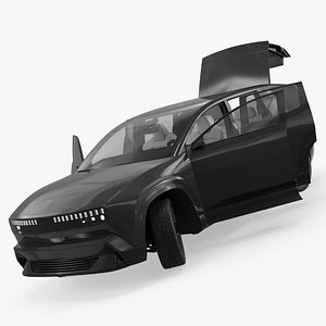 Modern Futuristic EV SUV Black Rigged for Cinema 4D 3D model