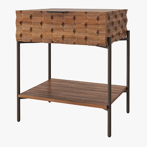 Crate and Barrel Raffael Carved Wood Nightstand 3D