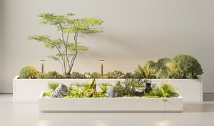 3D model Landscape gardening plants courtyard landscape potted plants