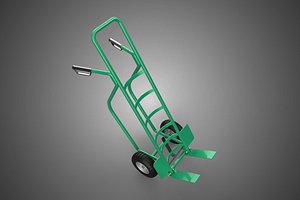 3D GREEN HAND TRUCK BAG HANDTRUCK TROLLEY FORK CART LIFTING DOLLY 2 model
