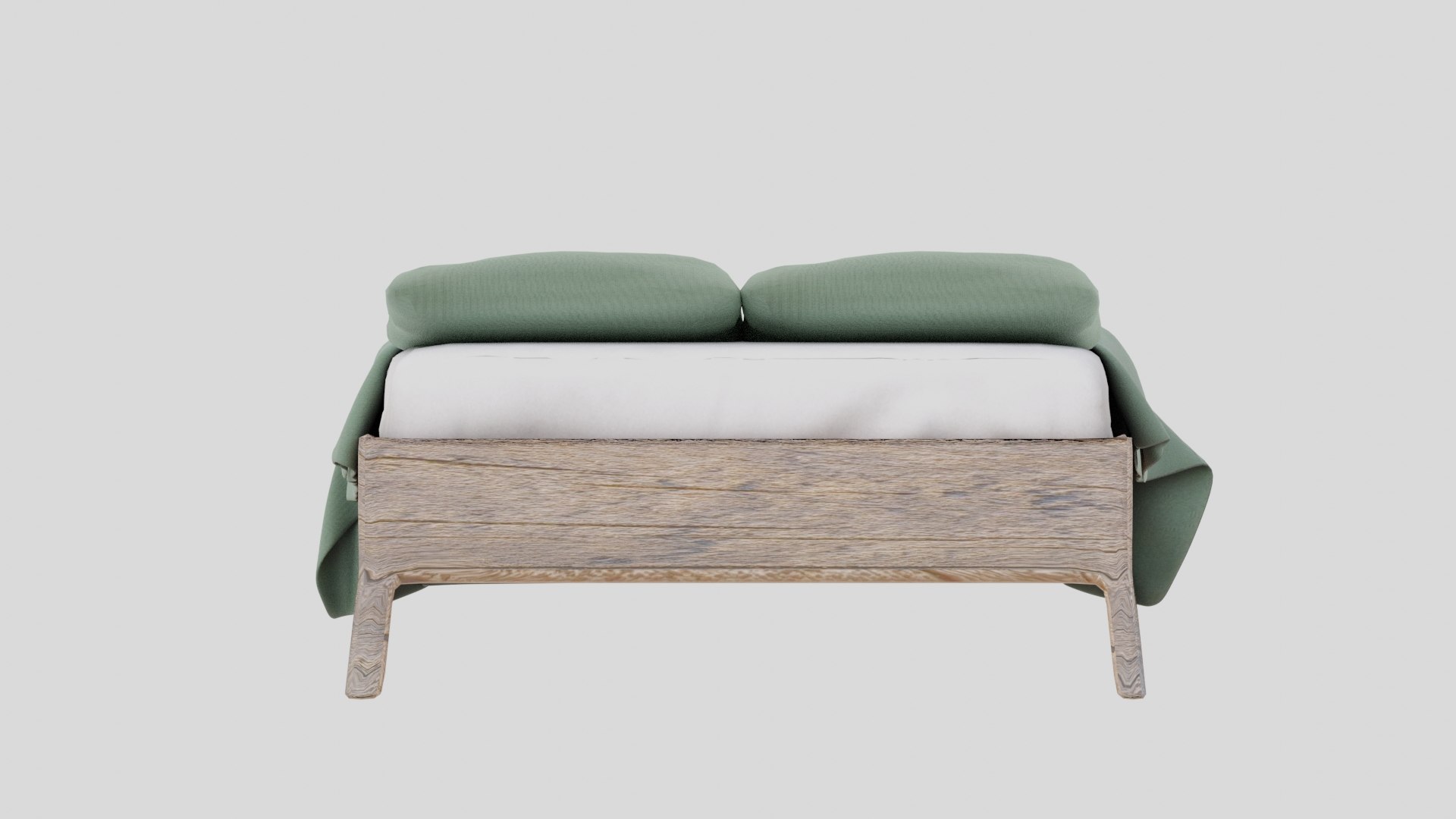 3D Green wooden bed frame low poly Lowpoly 3D model TurboSquid 1765886