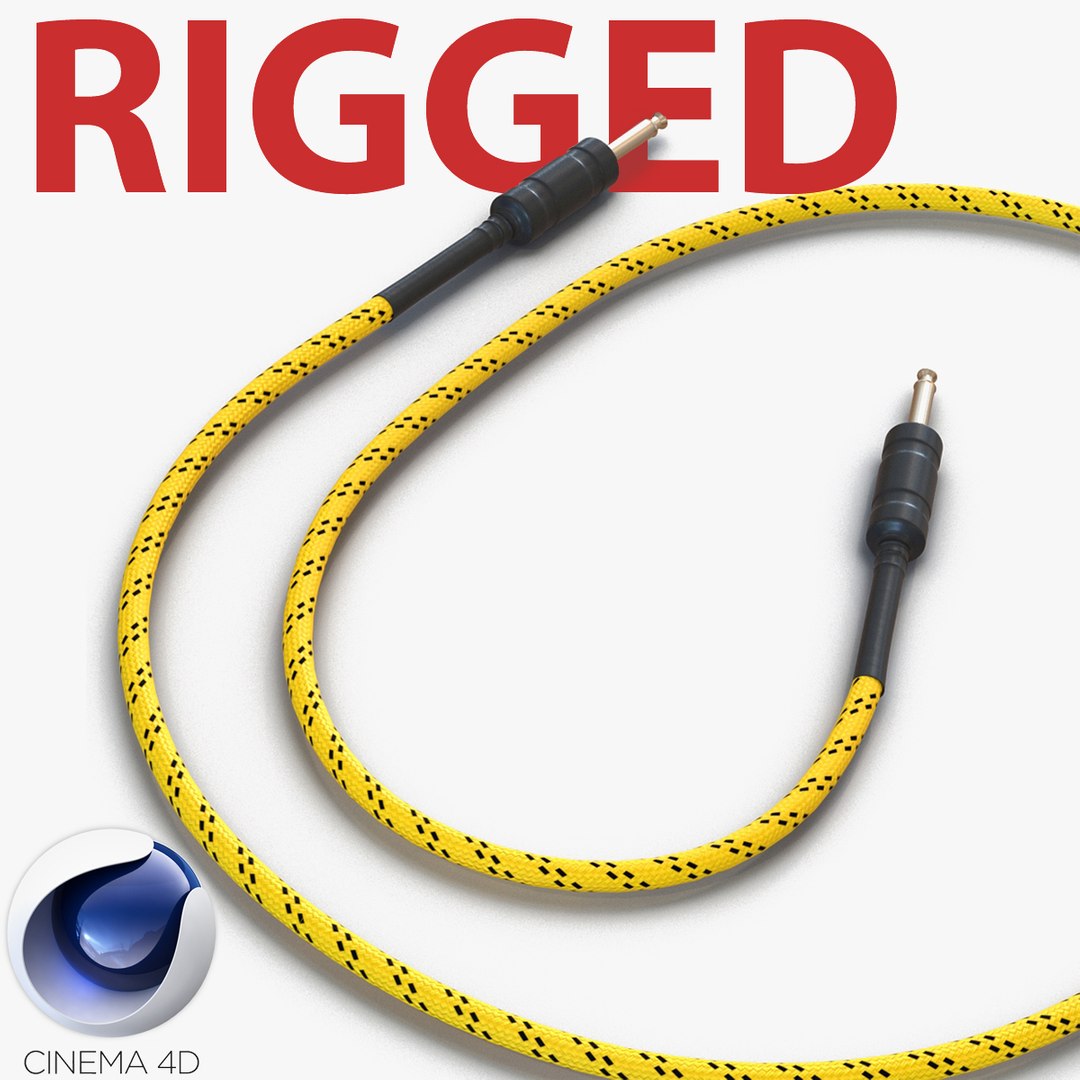 Guitar Cable Rigged for Cinema 4D 3D model preview