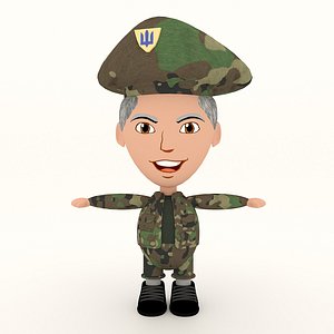 Man soldier game ready character Low-poly 3D model VR