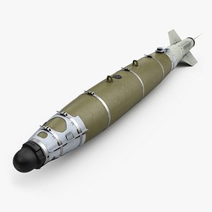 Laser-Guided Precision Bomb with Tail Fins Gray model