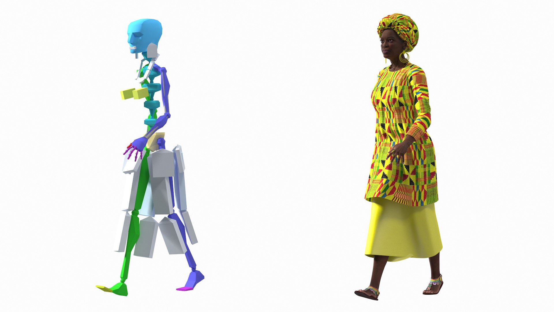 African Woman Wearing Traditional Clothes Rigged 3D model preview