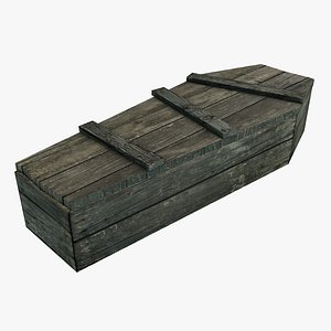 Low Poly Old Rustic Coffin With PBR Materials