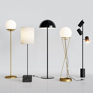 5 floor lamps set 3D model