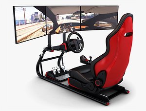 3D racing simulator triple display