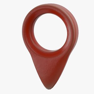 Big Simple Red scratched Plastic map marker with Hole