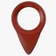 Big Simple Red scratched Plastic map marker with Hole