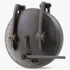 3D Worn Round Steel Hatch Door model