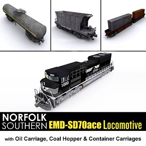 3D EMD Locomotive with cargo carriages