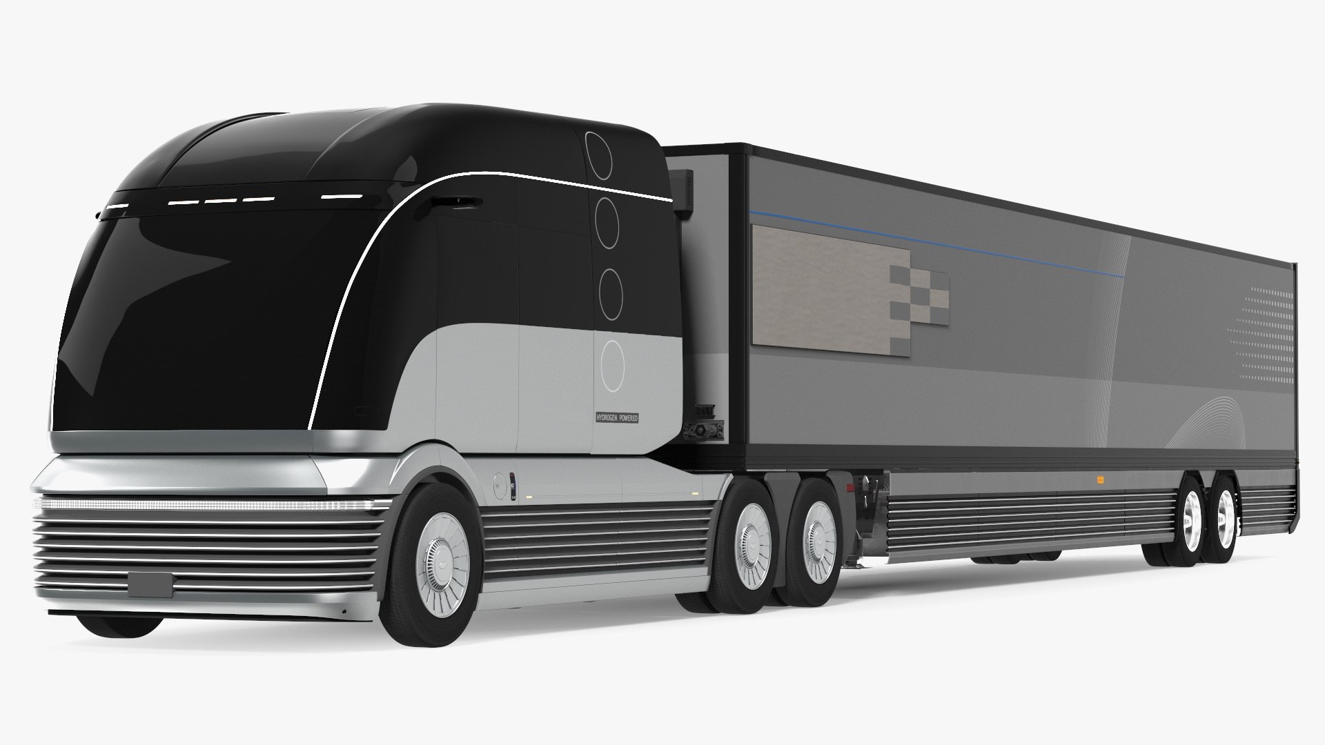 Futuristic Semi Truck with Trailer Rigged for Maya 3D model preview