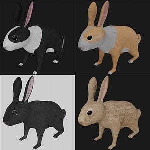 realistic rigged rabbit 3D