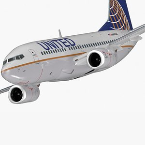 United Airlines Boeing 737-700 with Interior Rigged for Maya 3D