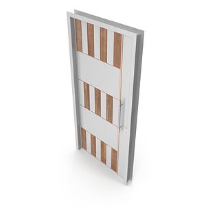 Modern Design White Metal Steel Door with Wooden Details model model