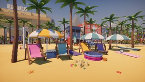 Low Poly Tropical City - Asset for 3D Game