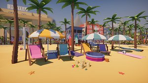 Low Poly Tropical City - Asset for 3D Game
