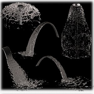 3D model Liquids water fountain set 3