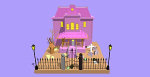 Low Poly HAUNTED HOUSE 3D model
