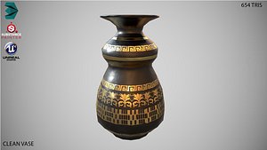 Low Poly Vase Black & Gold PBR