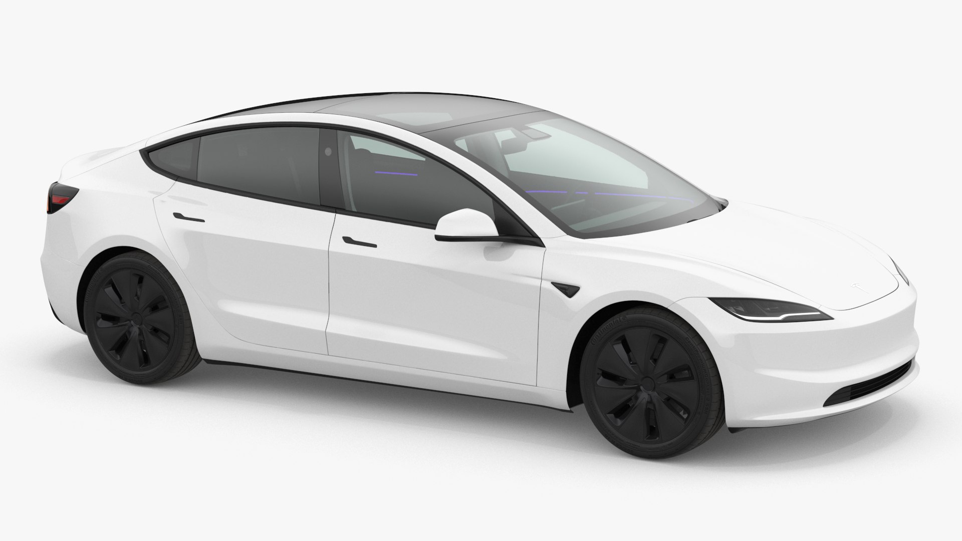 Tesla Model 3 2024 White Lights On 3D model preview
